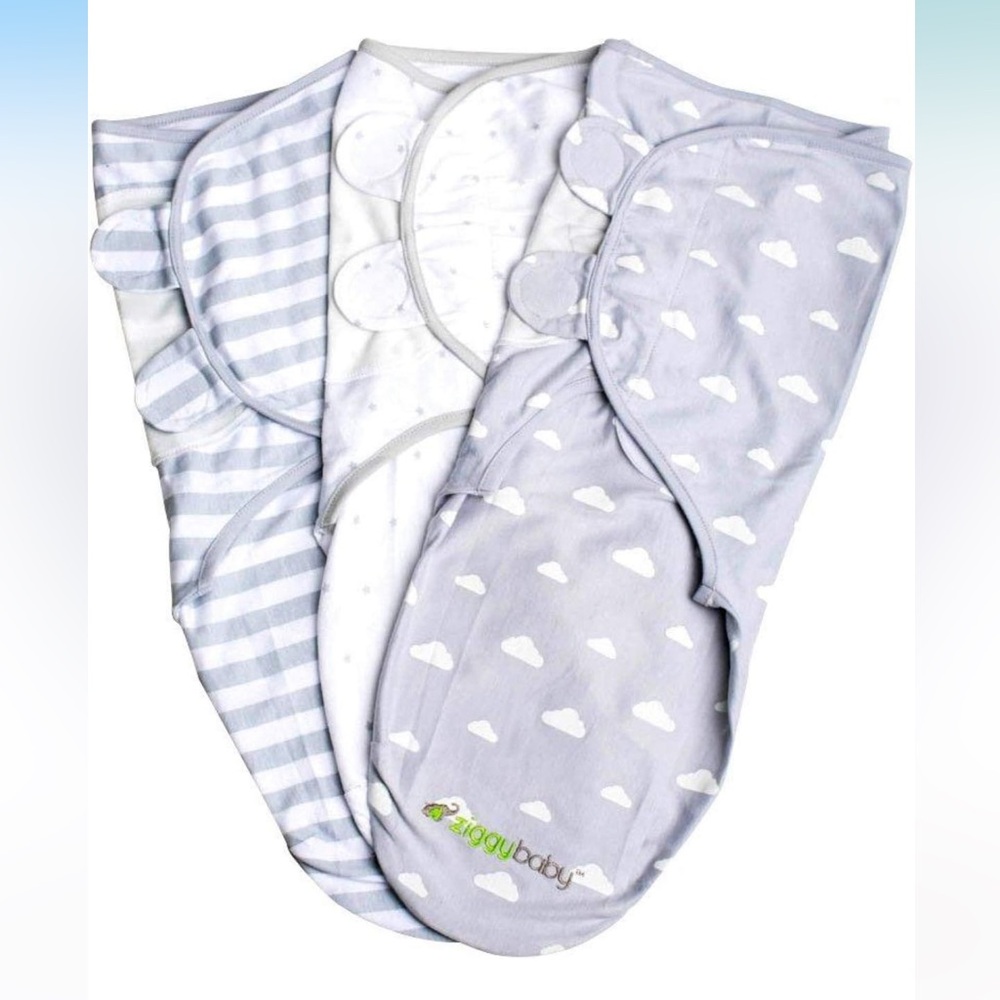 Ziggy Baby Swaddle Blanket Trio - Soft Gray and White